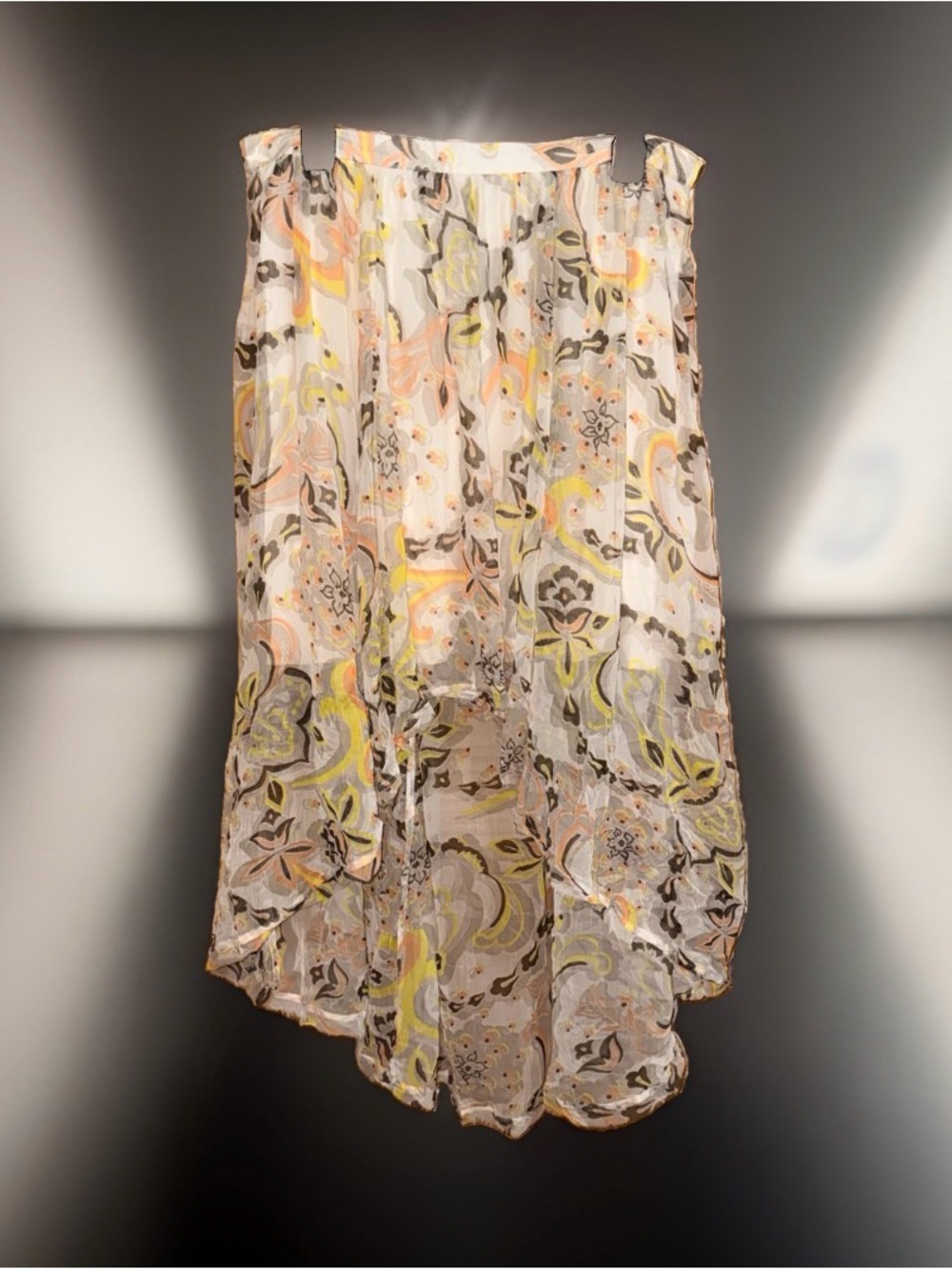 Free People Lightweight Floral Print Women's Hi Lo Skirt in Cream & Pastel-L-EC